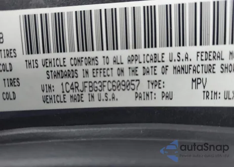 2015 Jeep Grand Cherokee Limited z USA, uszkodzony, nr VIN 1C4RJFBG3FC609057